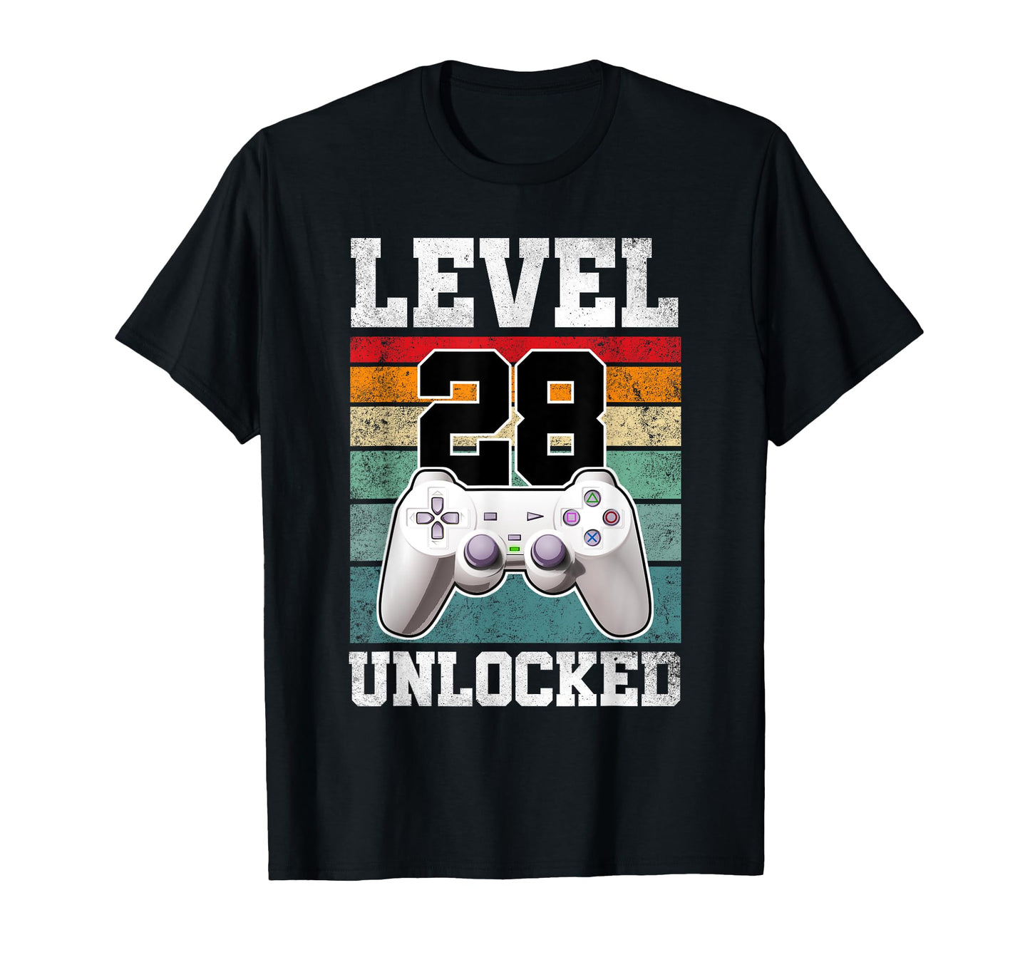 28 Year Old Gaming Level 28 Unlocked Gamers 28th Birthday T-Shirt