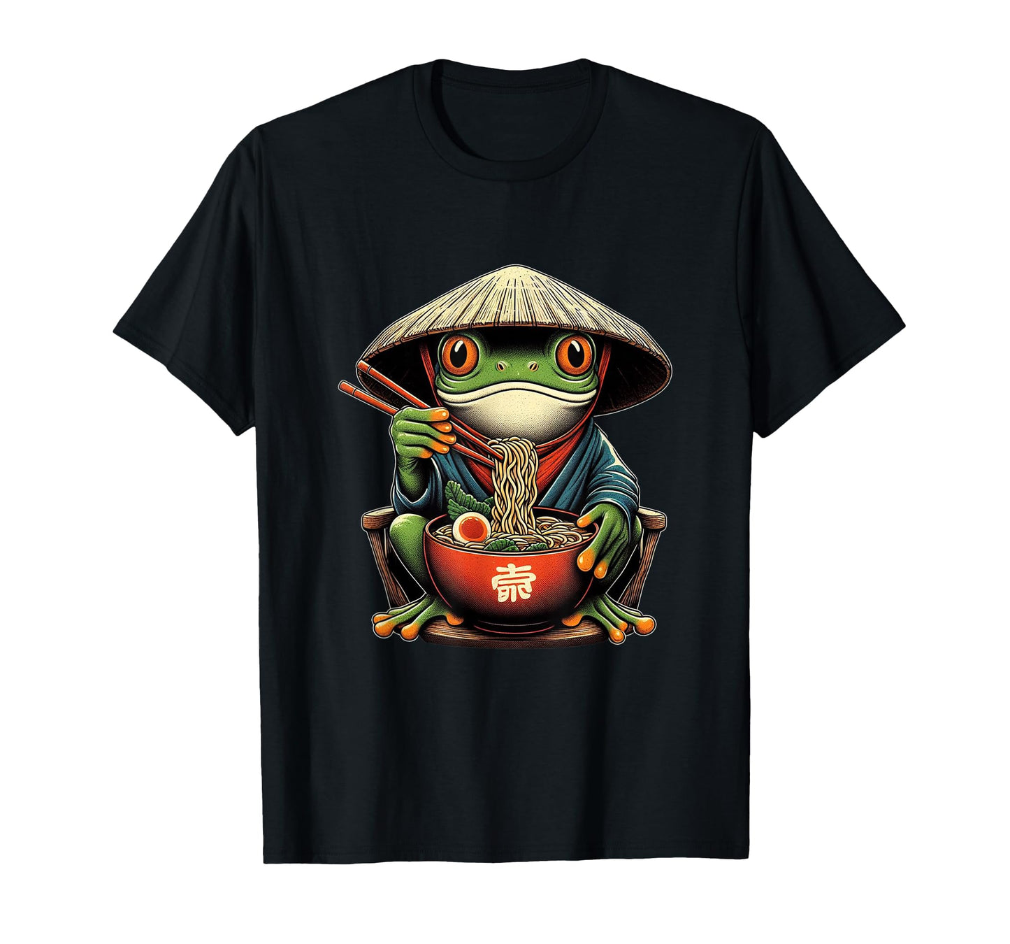 Frog Eating Ramen Kawaii Neko Japanese Noodles Anime Lovers T-Shirt