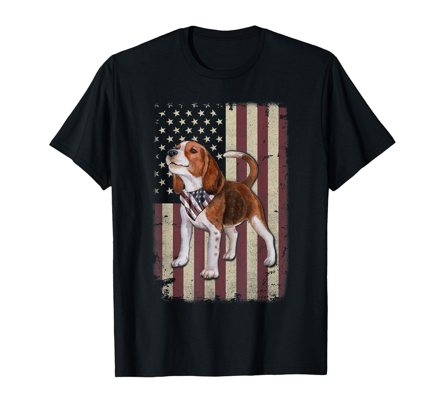Beagle American Flag Bandana Patriotic 4th of July Tshirt T-Shirt