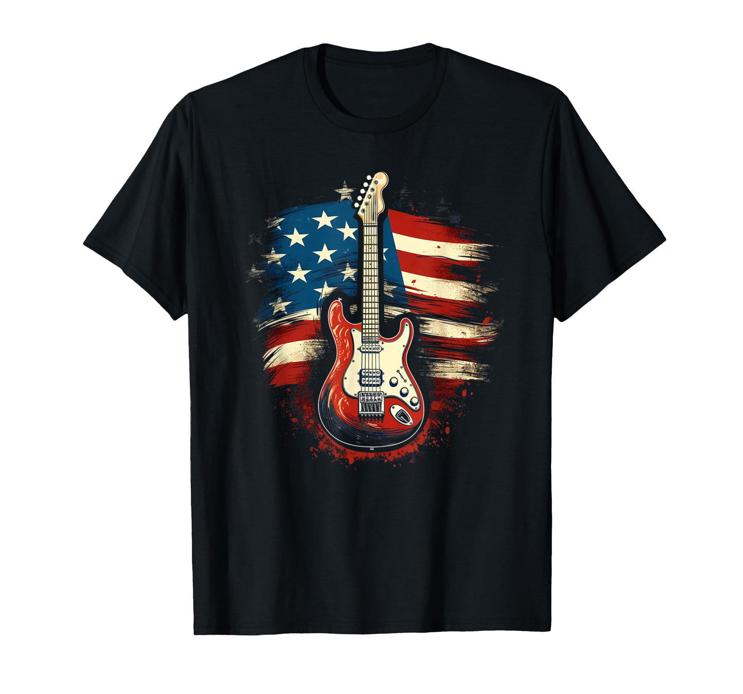 Guitar American Flag USA - Country Music 4th of July Gifts Women Kids Men T-Shirt
