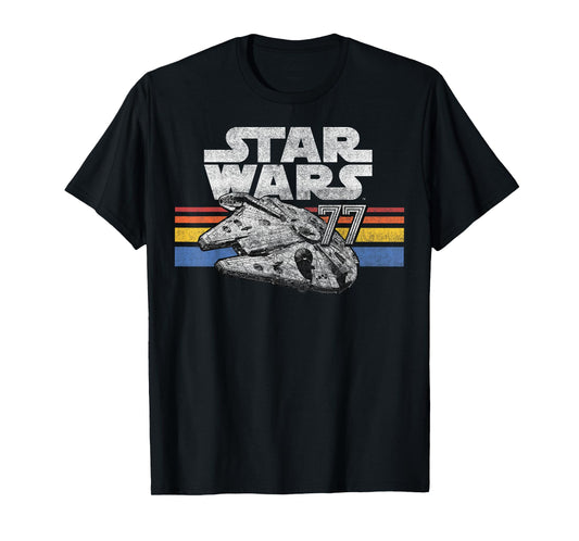Star Wars Millennium Falcon 77 Retro Lines Logo T-Shirt