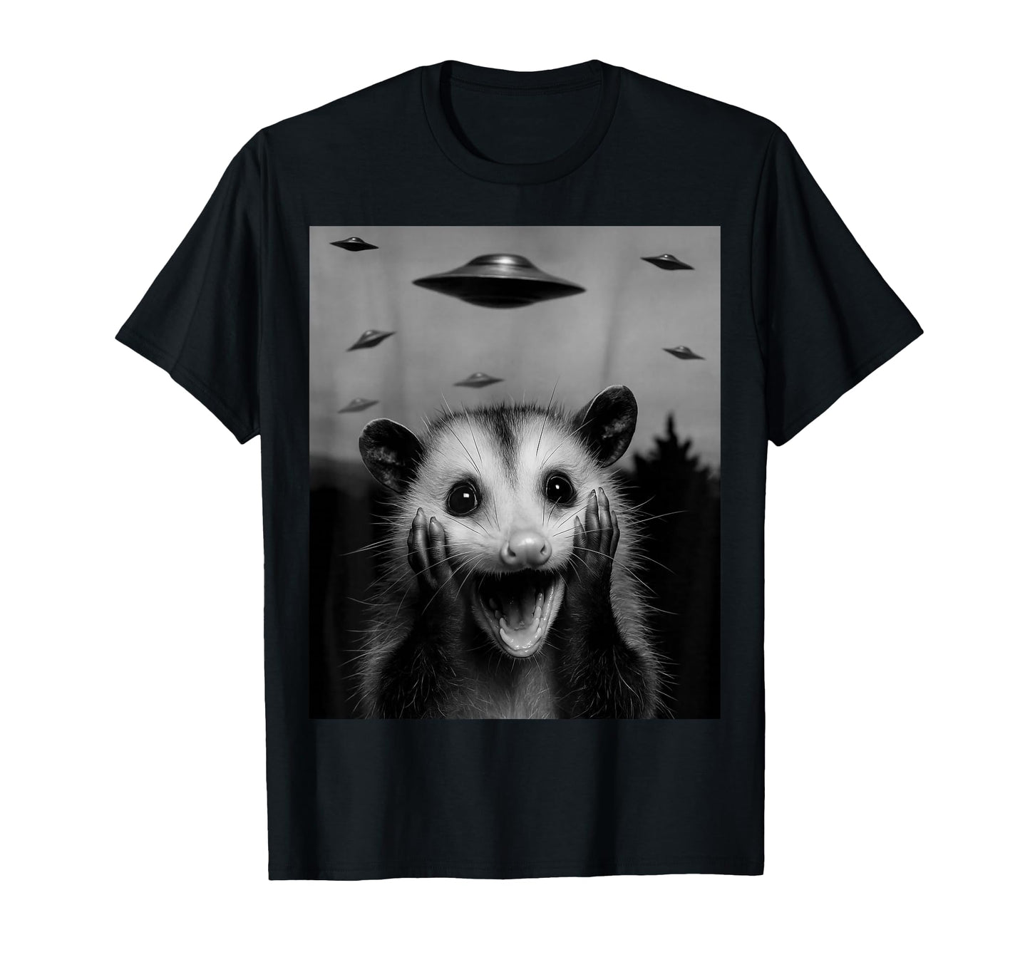 Opossum Selfie With Alien UFO Funny Gifts For Men Women Kid T-Shirt
