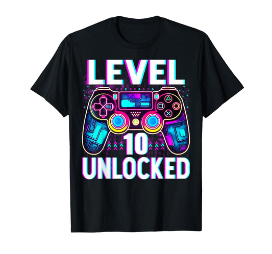 Level 10 Unlocked Shirt Funny Video Gamer Geek 10th Birthday T-Shirt