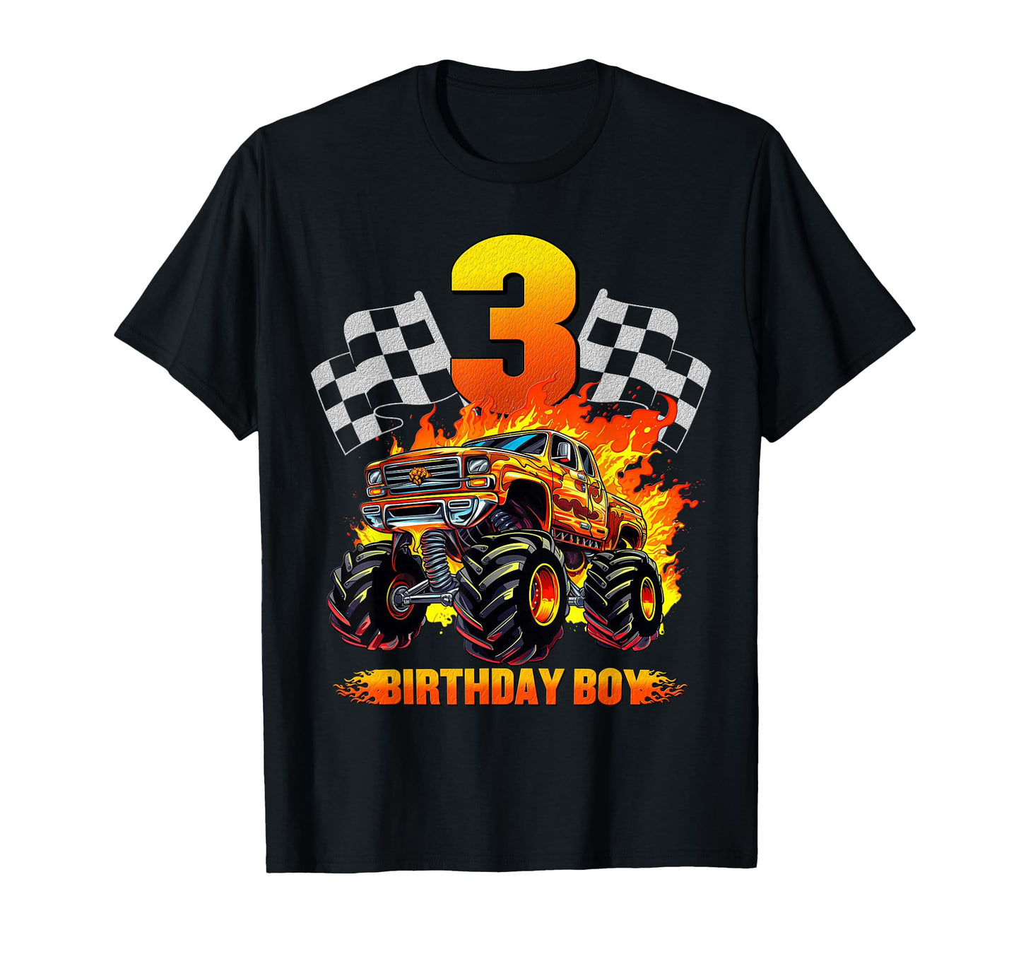 3 Year Old Birthday Monster Truck 3rd Birthday Boy Kids T-Shirt