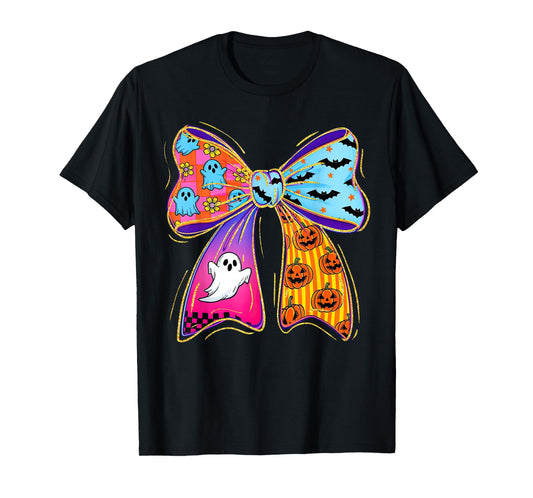 Halloween Coquette Bow Boo Ghost Fall Pumpkin Women Girls T-Shirt