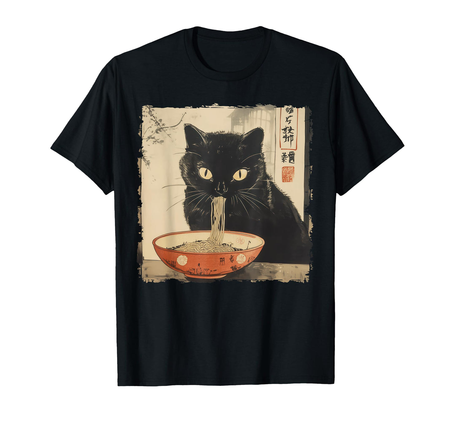 Cat Ramen Noodle Japanese Art Anime Manga Kawaii Cat T-Shirt