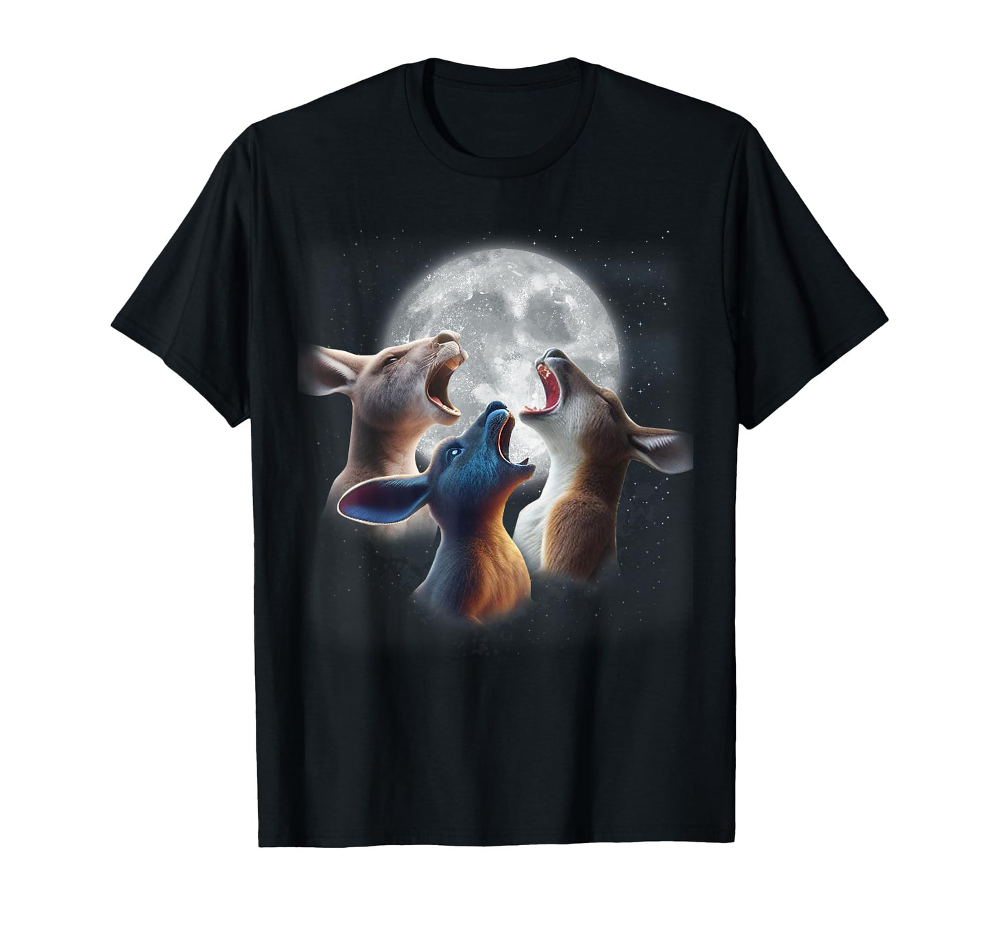 3 Kangaroos Howling At The Moon Funny Australian Kangaroo T-Shirt