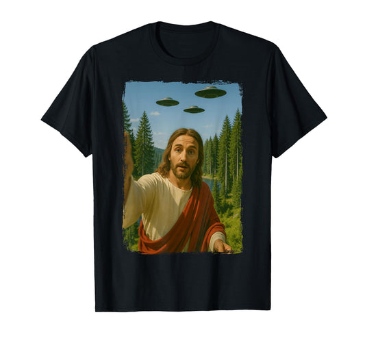 Jesus UFO Selfie Alien T-Shirt