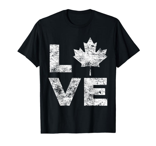 Canada Flag Love Vintage Canada Day Maple Leaf T-Shirt