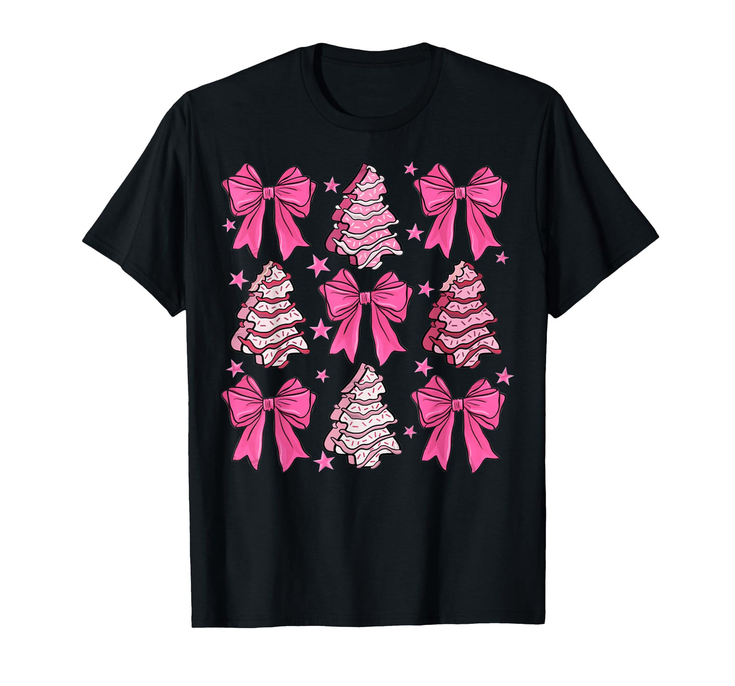 Coquette Bow Tree Cake Candy Cane Merry Christmas Women Girl T-Shirt