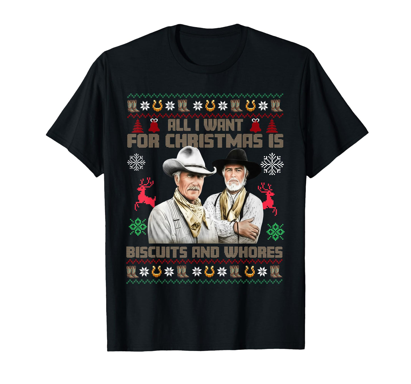 All I Want for Christmas is Biscuits Funny Ugly Christmas T-Shirt