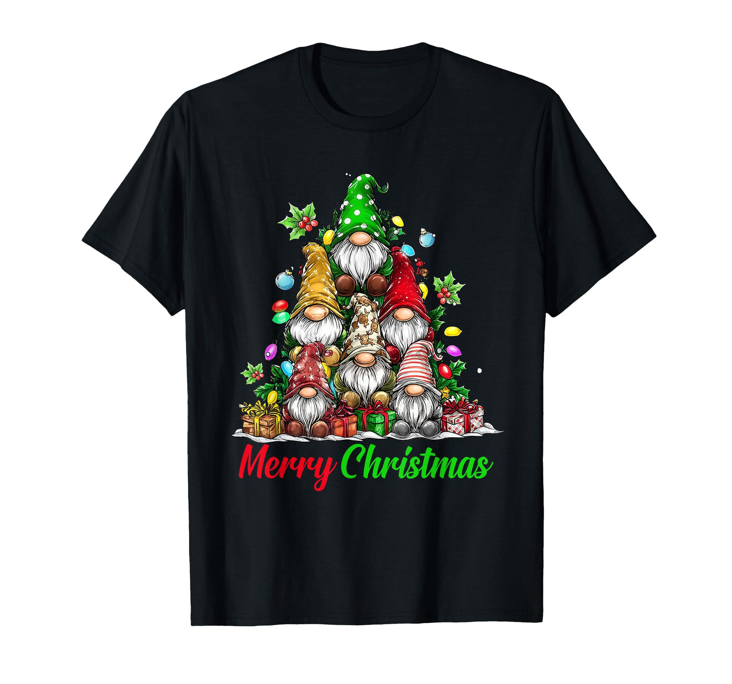 Gnomes Christmas Tree Pajamas Funny Gnome Holiday Xmas T-Shirt