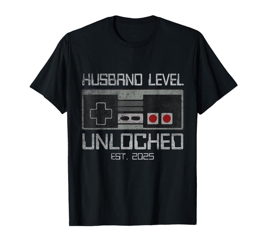 Future Husband Groom To Be in 2025 Gamer Wedding Leveling Up To Husband 2025 Leveled Up Bachelor Party Groom T-Shirt for Men, Black, Small, Short Sleeve, T-Shirt