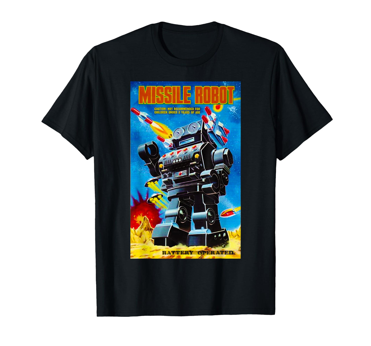 Vintage Graphics Missile Robot Retro Old American USA Toy T-Shirt Small
