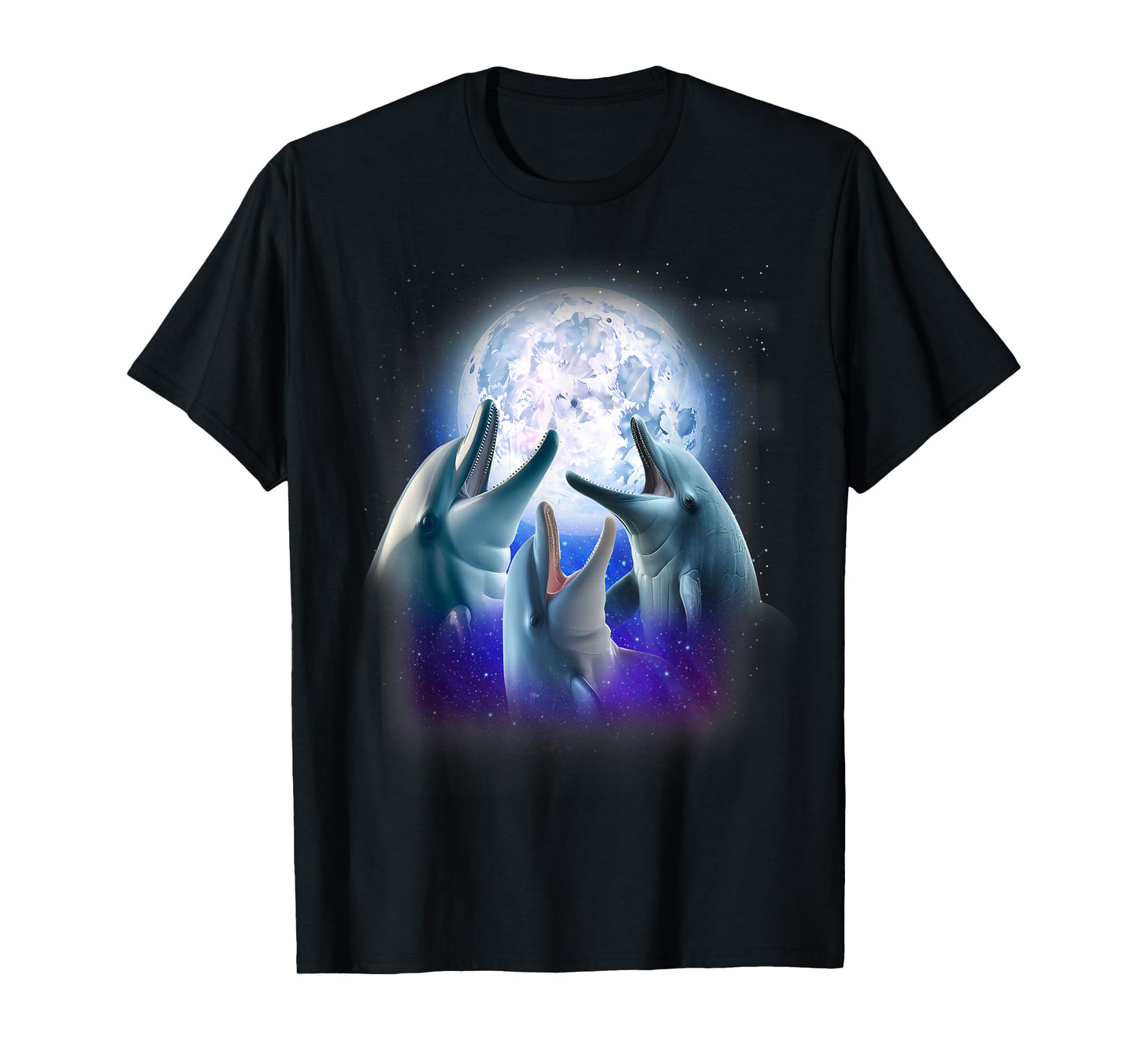 3 Dolphins Howling At The Moon Funny Dolphin Lover Aquarist T-Shirt