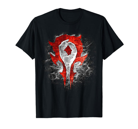 Warcraft Gaming Logo Horde Burst Fiery Crest Epic Gamer T-Shirt