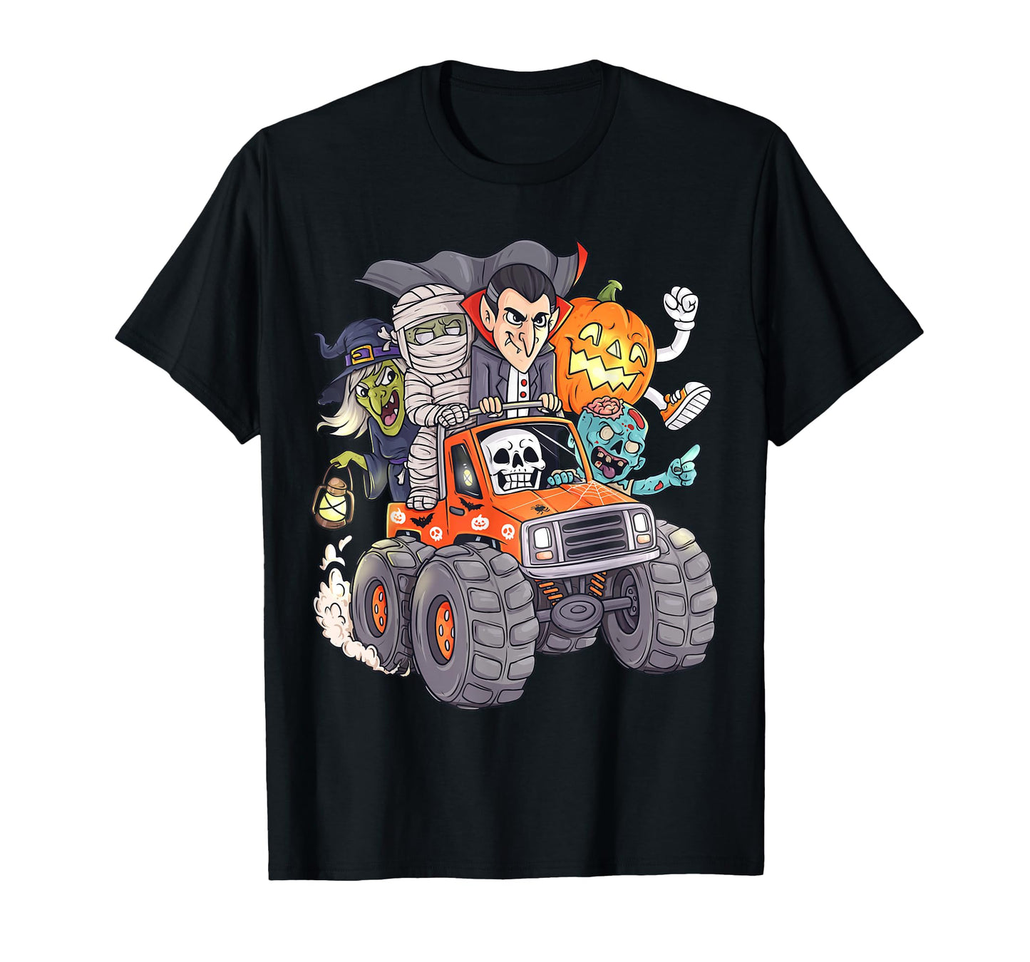 Halloween Skeleton Zombie Monster Truck Vampire Boys Kids T-Shirt