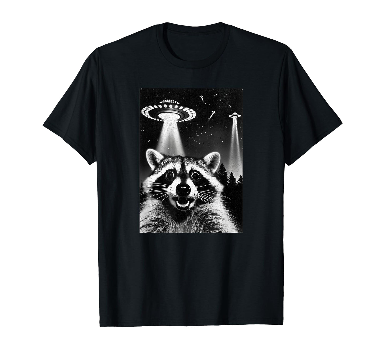Raccoon UFO | Funny Invasion Meme Alien Raccoon UFO Selfie T-Shirt
