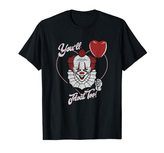 It Valentine's Day Pennywise You'll Float Too Heart Balloon T-Shirt