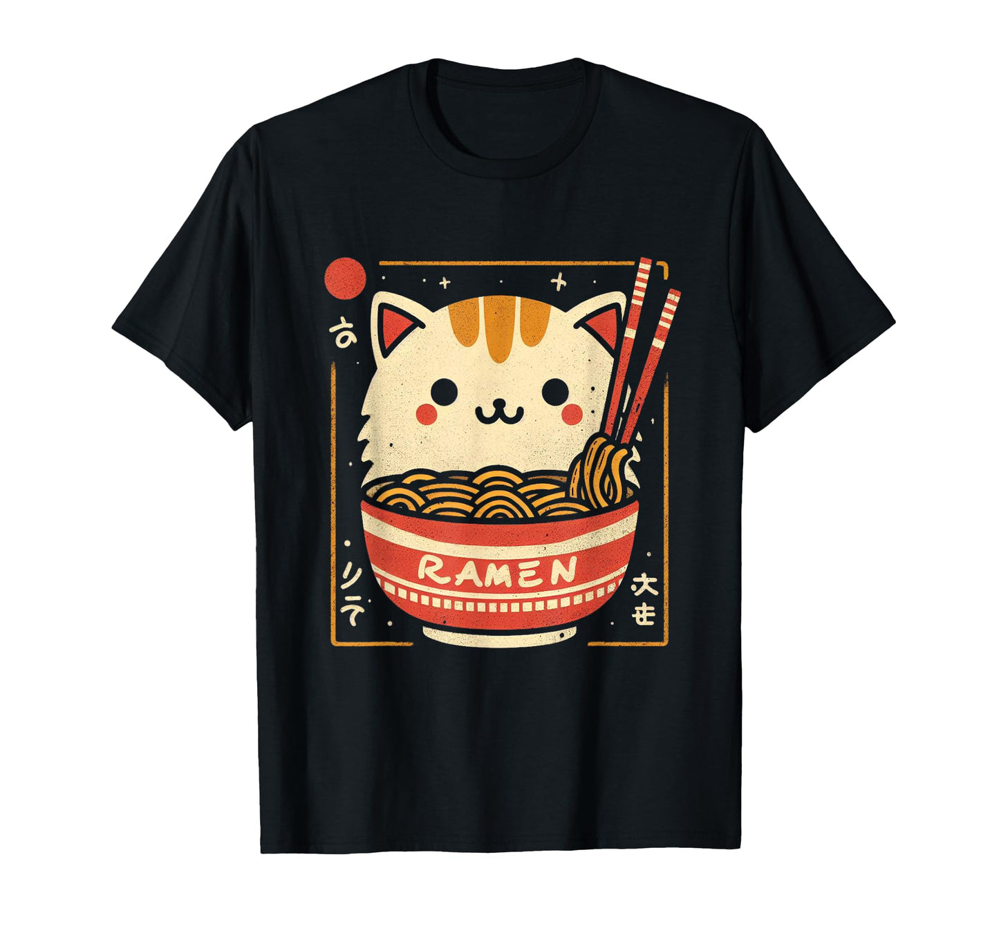 Ramen Cat Kawaii Neko Japanese Noodles Aesthetic Otaku Lover T-Shirt