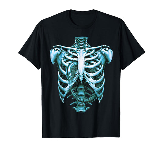 Funny UFO Aliens X Ray Radiography Graphic Adult Costume Tee T-Shirt