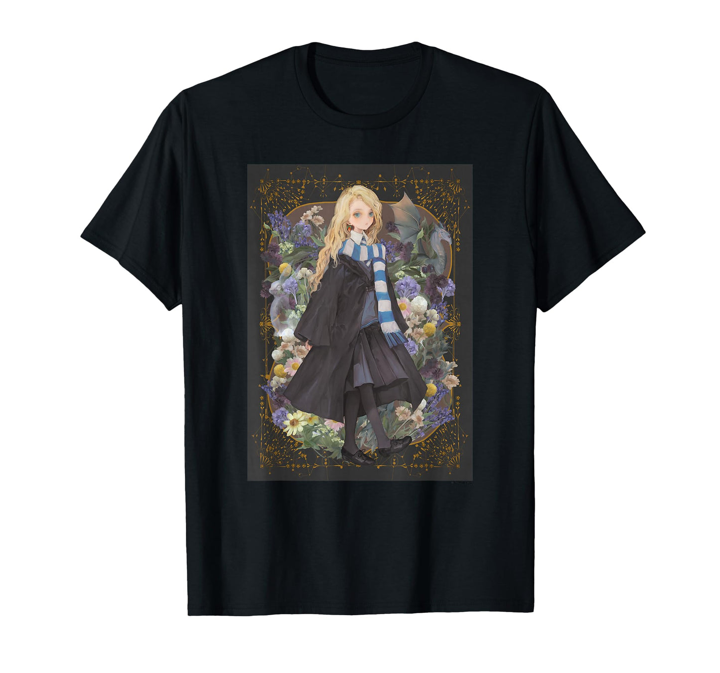 Harry Potter Deathly Hallows 2 Luna Lovegood Floral Portrait T-Shirt