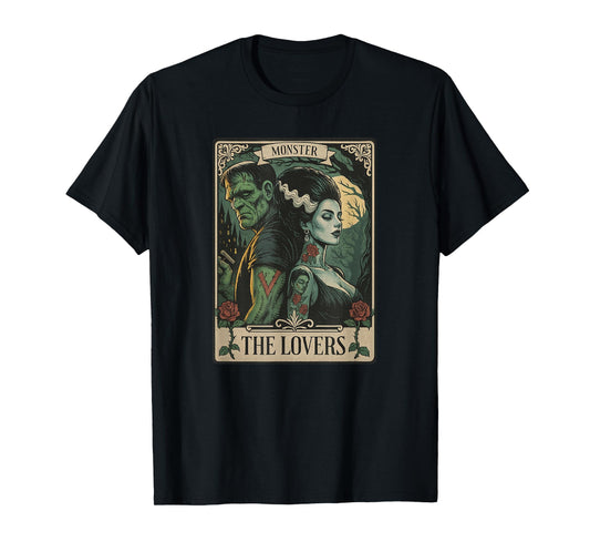 Monster Lovers Tarot Card Gothic Frankenstein Halloween T-Shirt