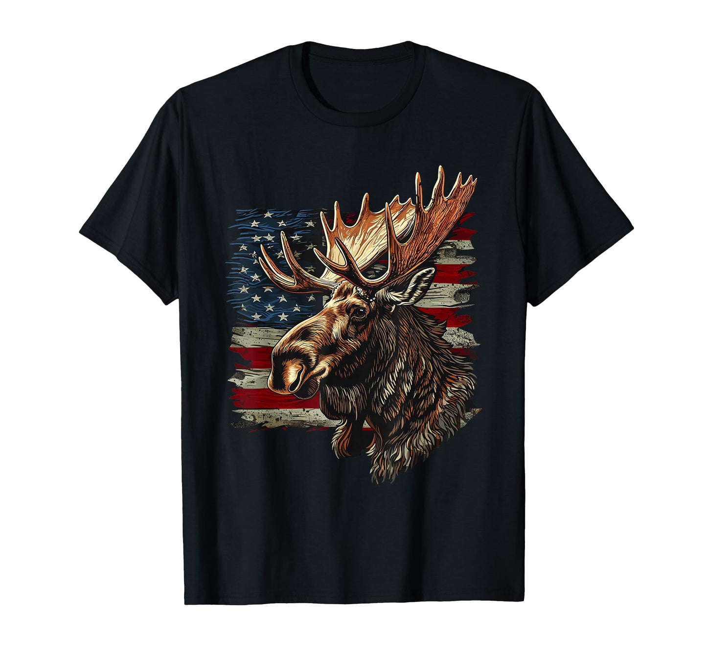Moose Patriotic 4th Of July USA American Flag T-Shirt