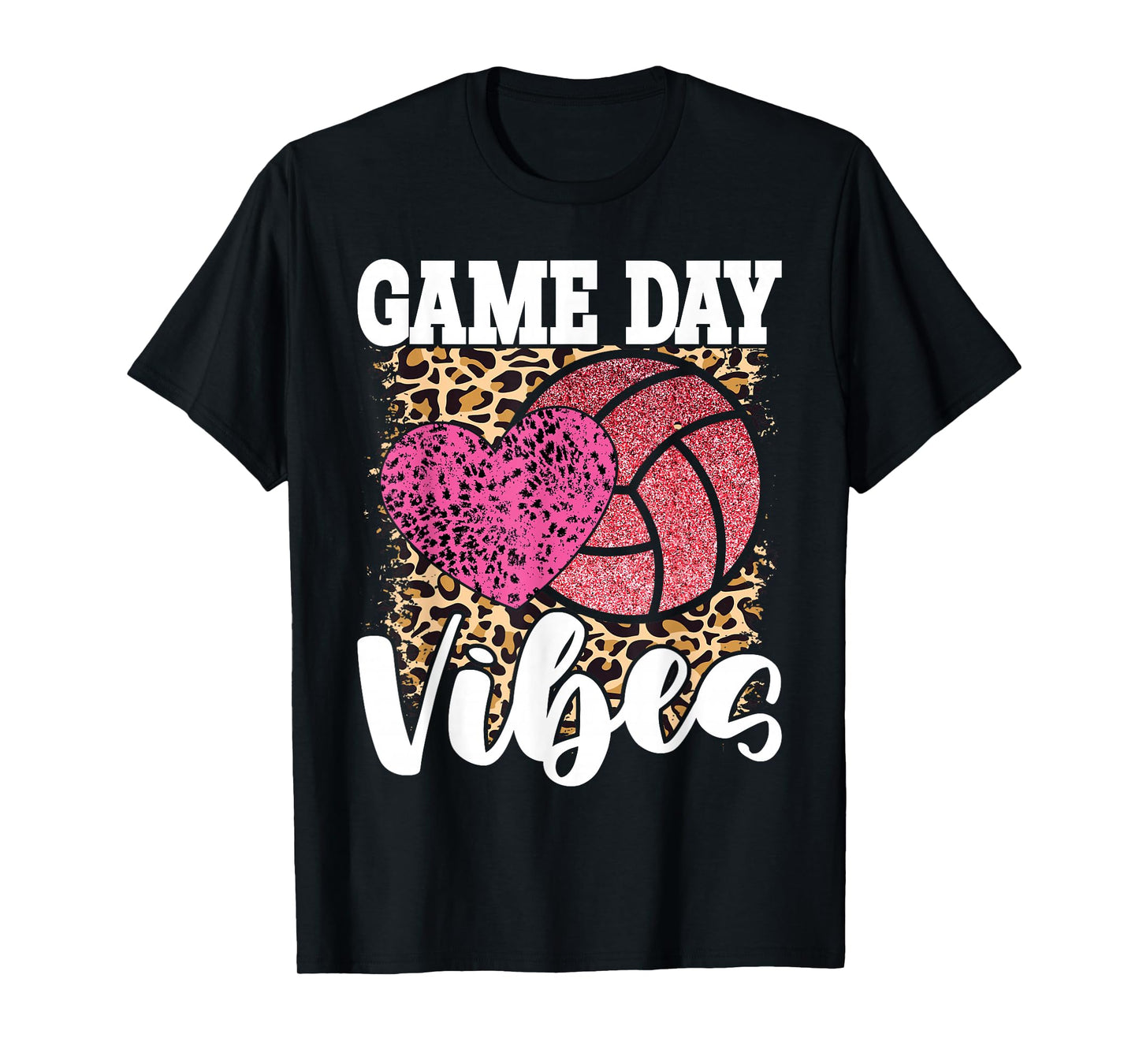 Game Day Volleyball Leopard Print Women Ladies Volleyball T-Shirt