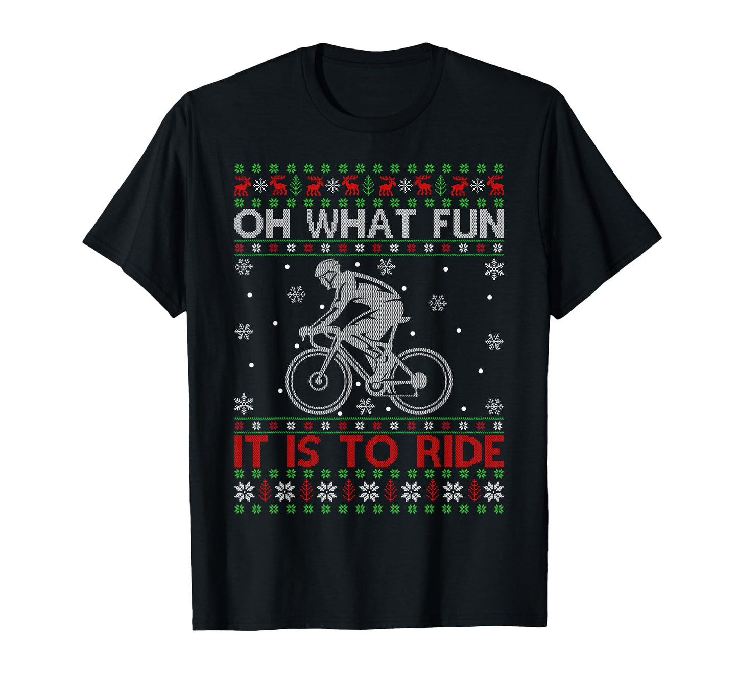 Oh What Fun Cycling Bicycle Ugly Christmas Sweater MTB Bike T-Shirt