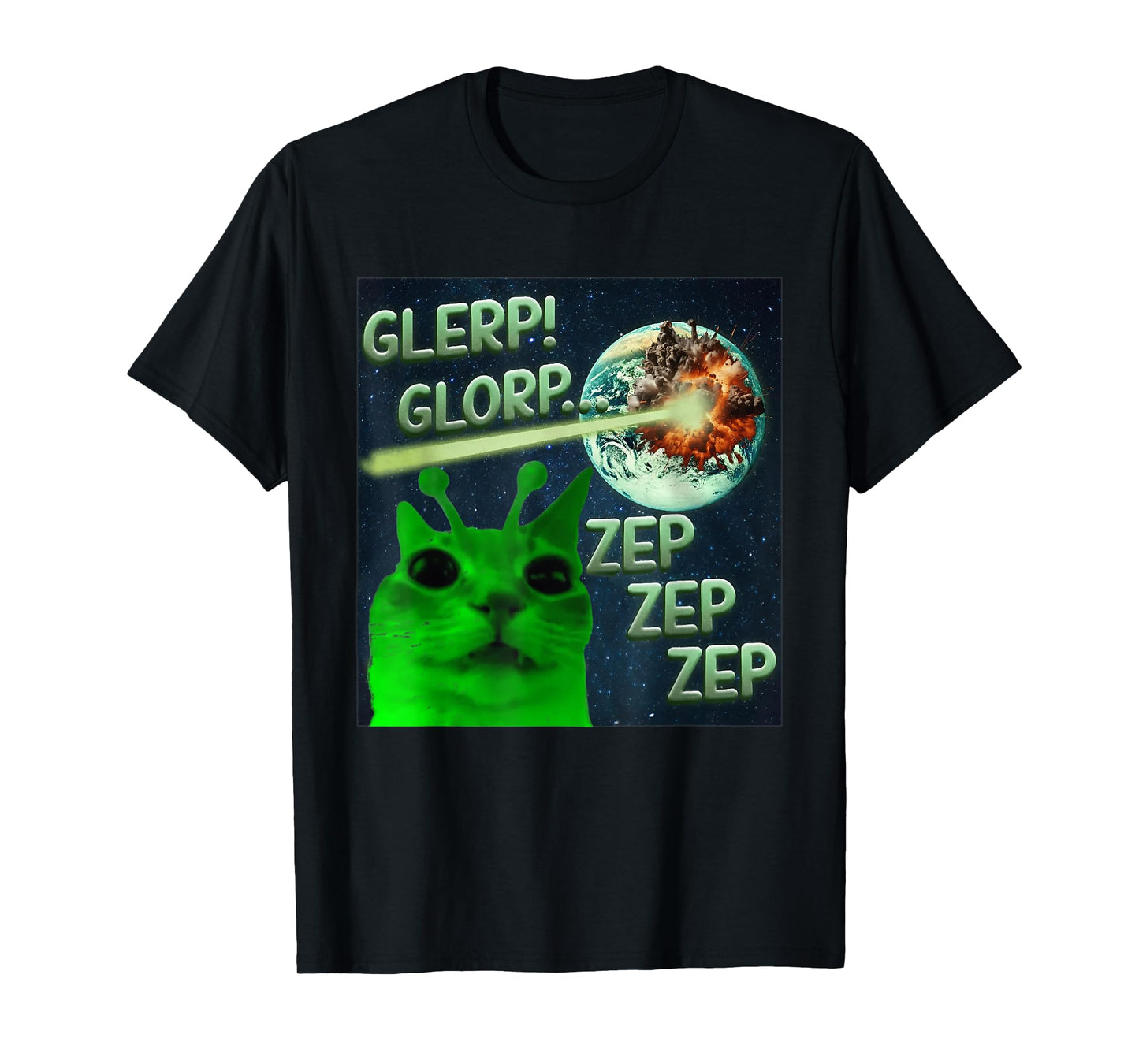 Glerp Glorp Funny Alien Cat Meme Weird Brainrot Men Women T-Shirt