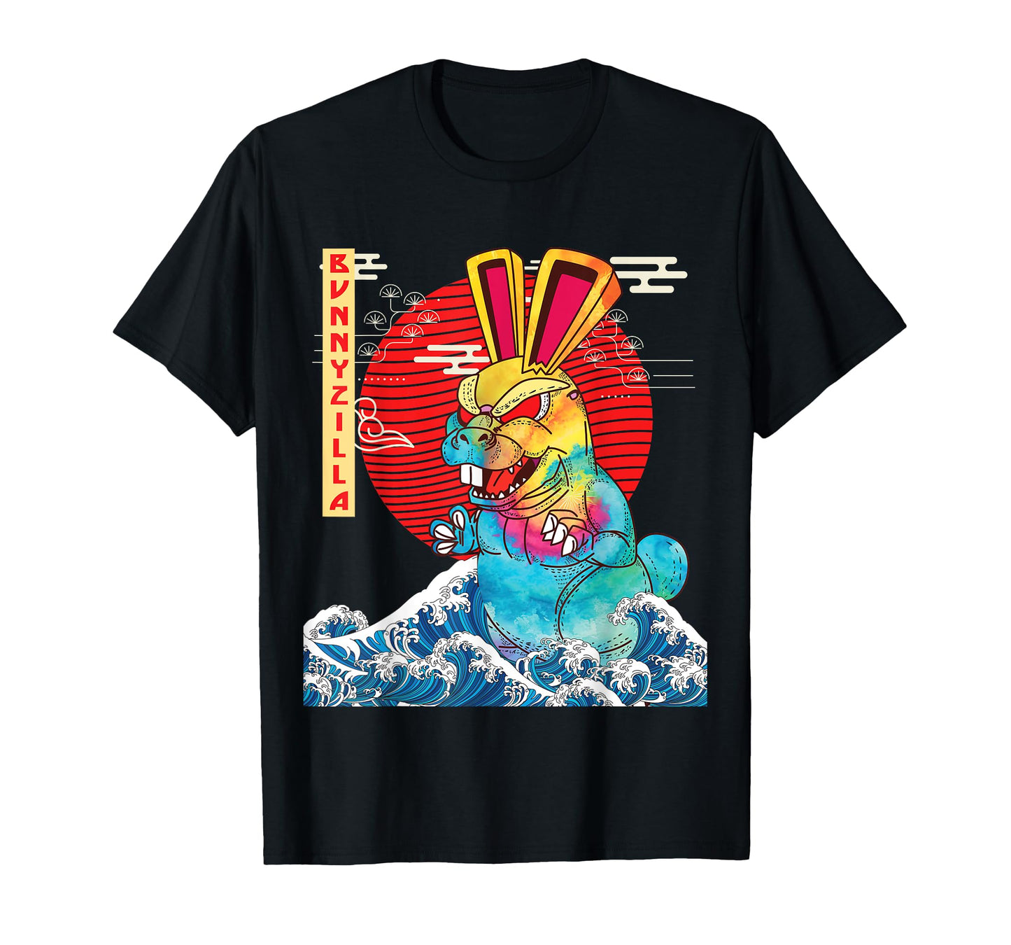 BunnyZilla Vintage Funny Cute Rabbit Art Japanese Sunset T-Shirt
