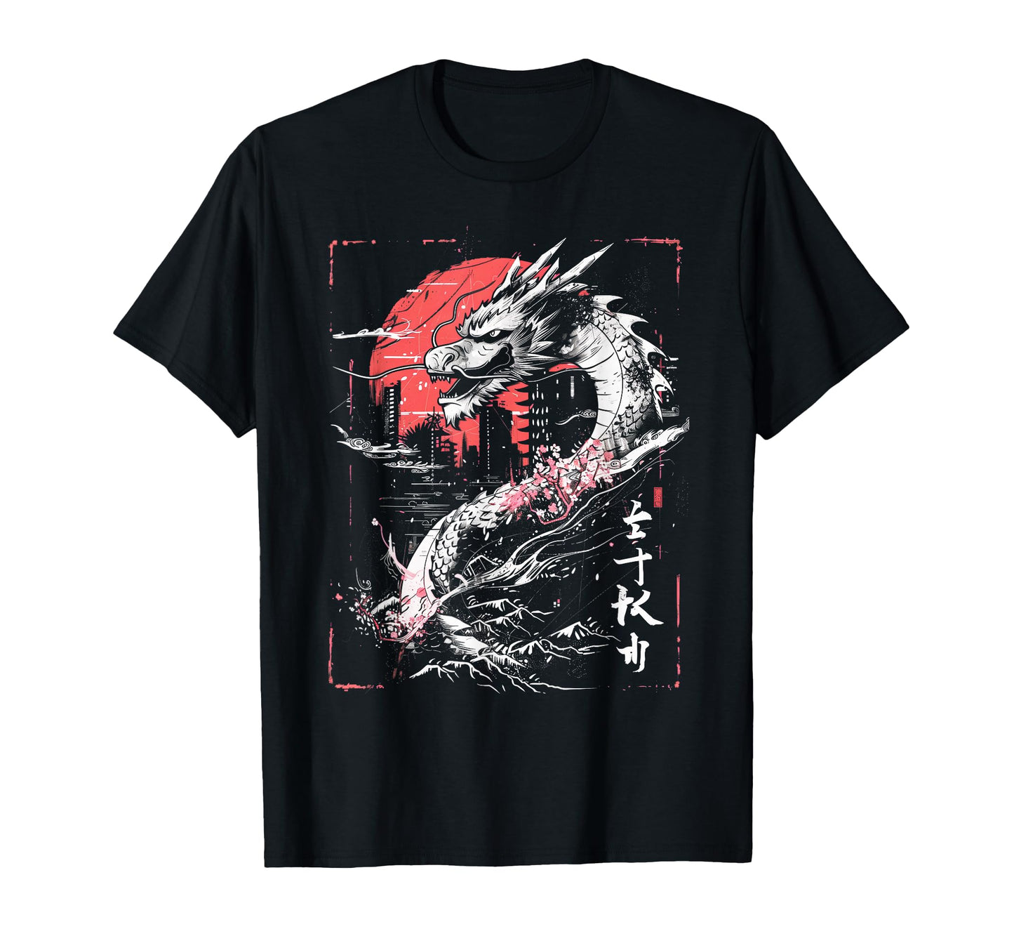 Anime Japanese Goth Cyberpunk City Dragon Art Mythology T-Shirt