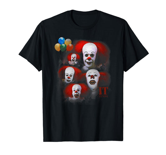 Popfunk IT (1990) Many Faces of Pennywise T-Shirt - Black - Unisex-Adults - Small