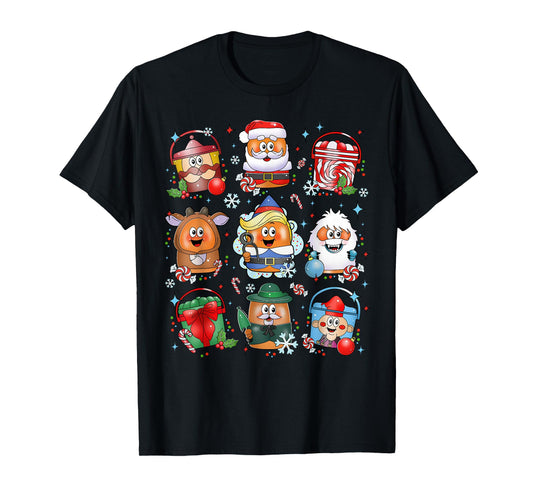 Funny Chicken Nuggets Santa Claus Reindeer Merry Christmas T-Shirt