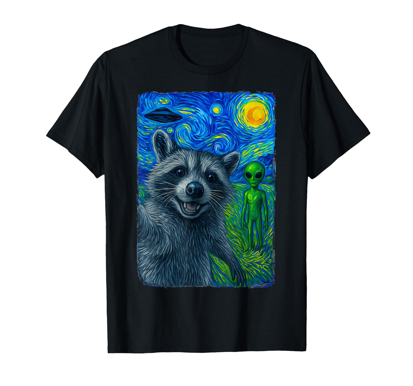 Raccoon Alien UFO Selfie T-Shirt
