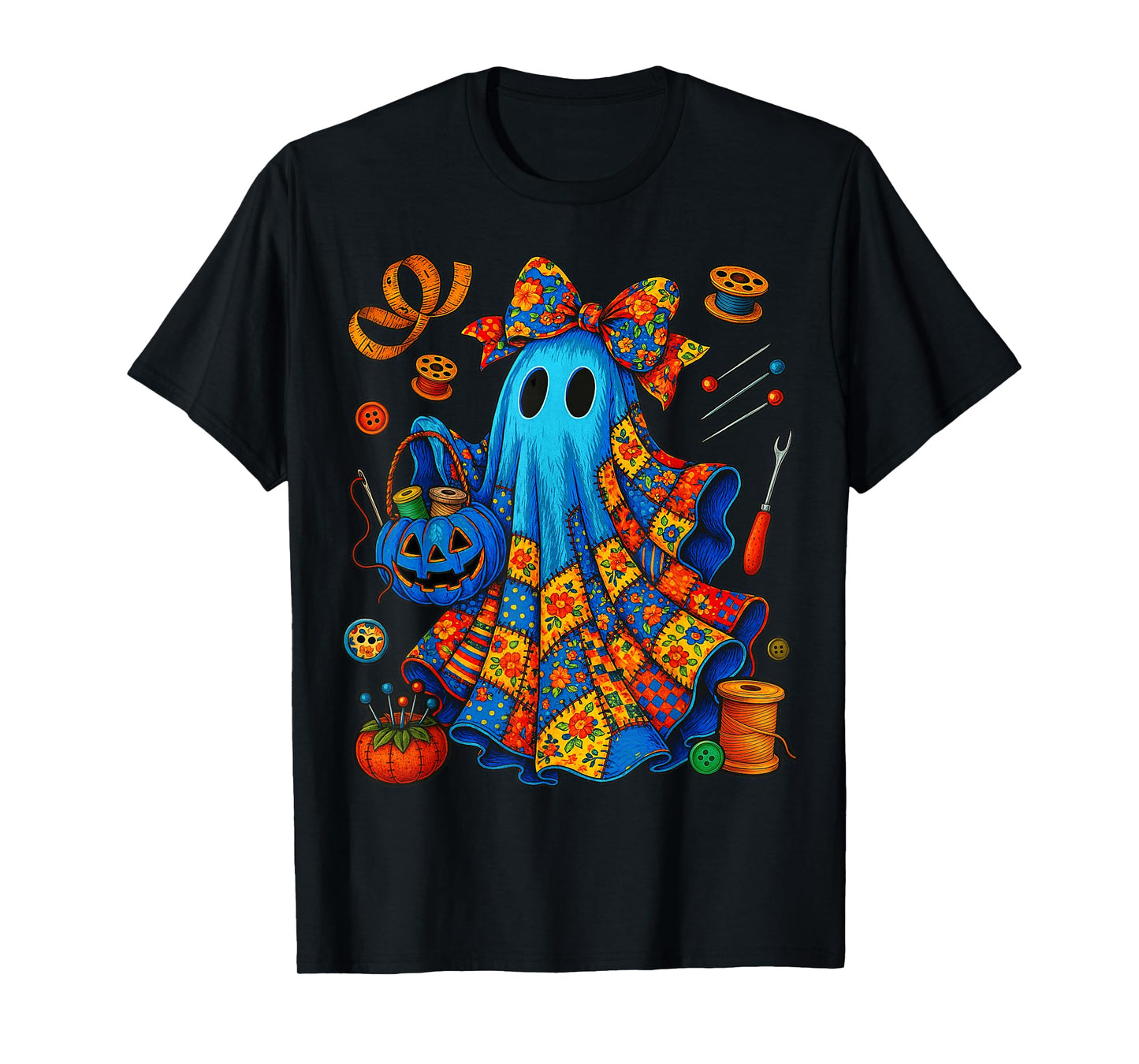 Halloween Boo Ghost Patchwork Quilter Quilting Sewing Womens T-Shirt