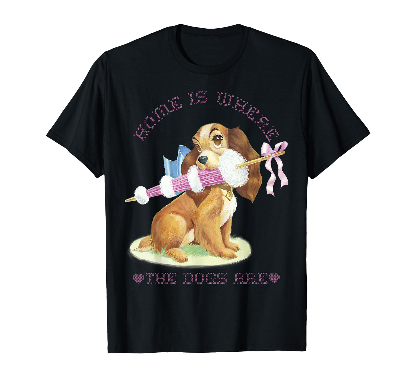Disney Lady and The Tramp Lady Home is Where The Dogs are T-Shirt