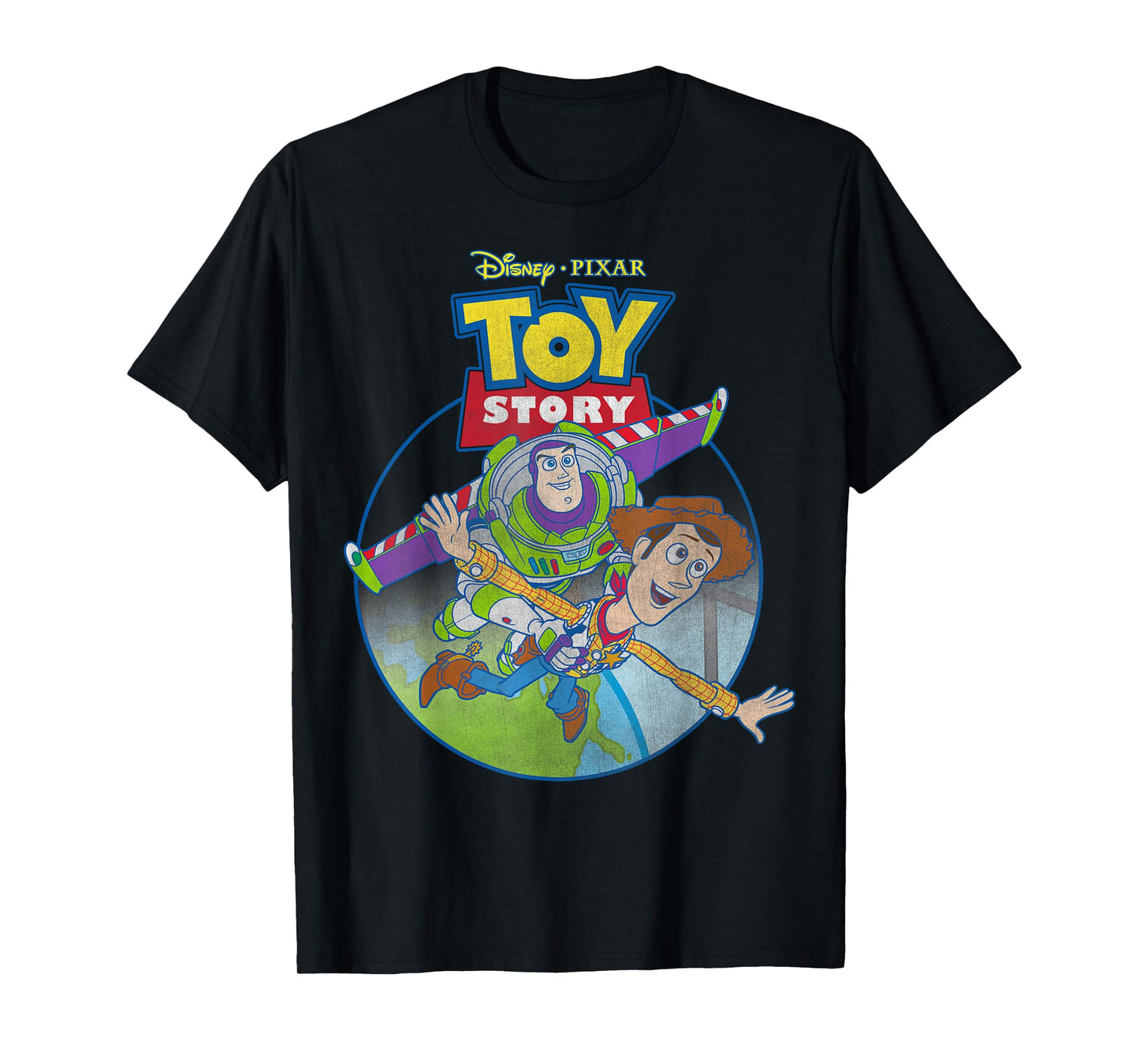 Disney Pixar Toy Story Woody & Buzz Lightyear Vintage Fly T-Shirt