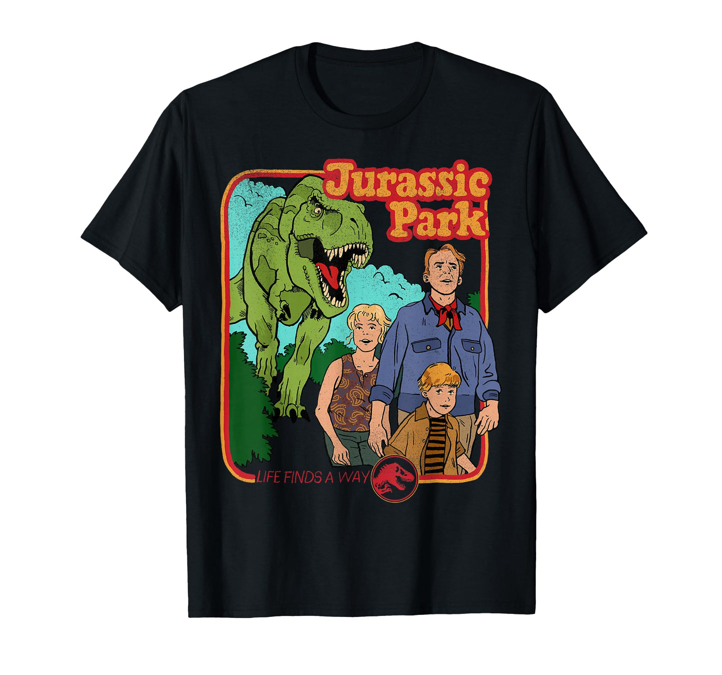 Jurassic Park Retro Life Finds A Way Park Poster T-Shirt Small