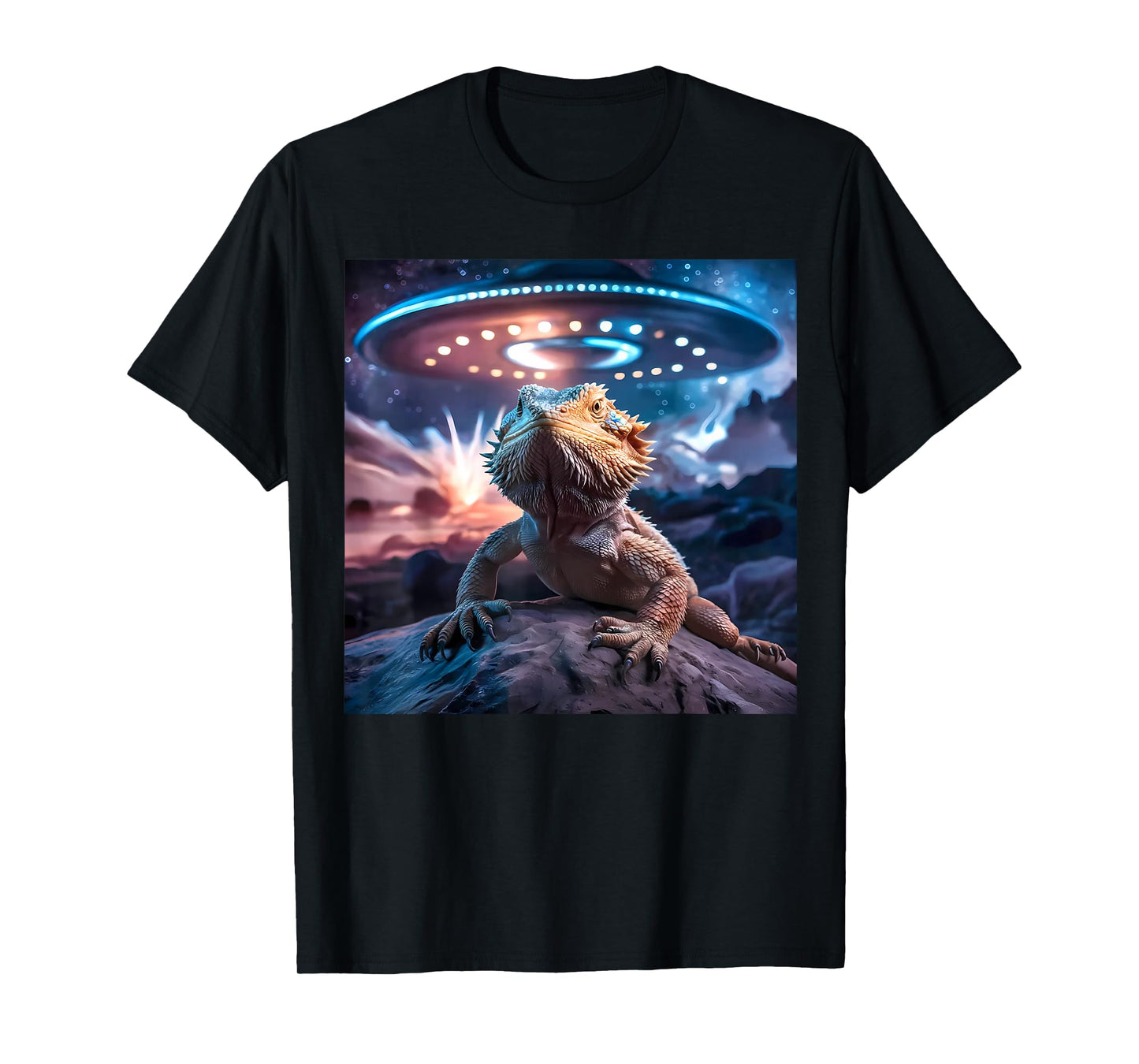 Bearded Dragon UFO Alien Graphic T-Shirt