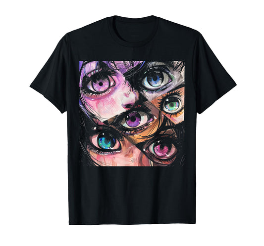 Anime Eyes Art Otaku Pastel Waifu Pink Grunge Alt Aesthetic T-Shirt