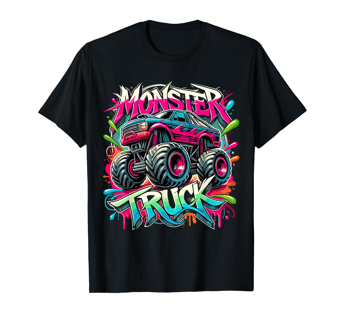 Monster Truck Colorful Graffiti Monster Truck Boy T-Shirt