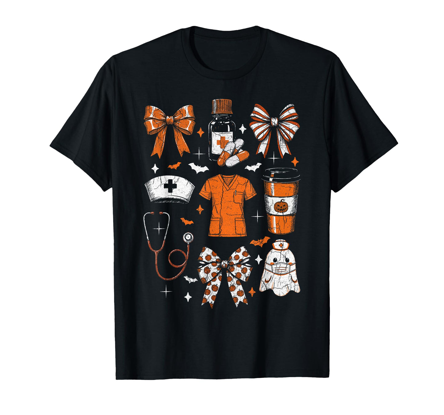 Halloween Nurse Ghost Coquette Bow Medical Scrubs Coffee Cup T-Shirt