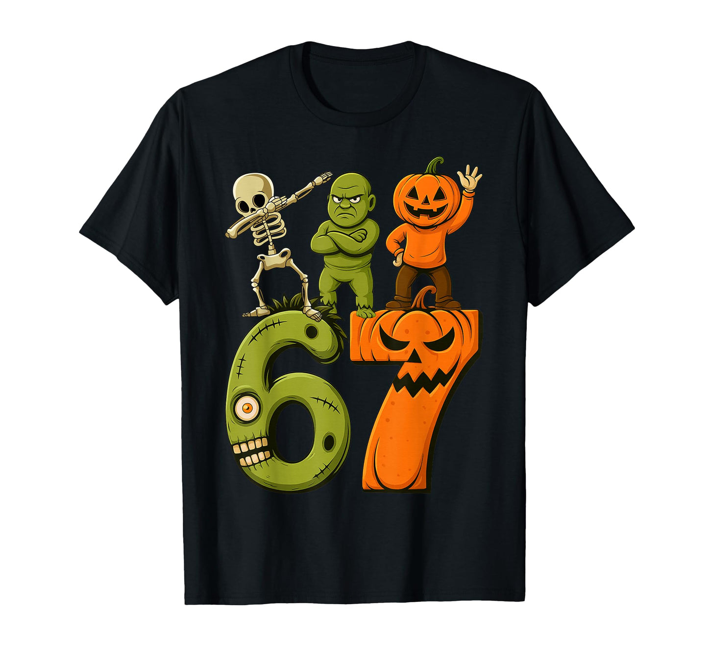 Funny Saying 6 7 Six Seven Costume Meme Retro 67 Hallowen T-Shirt