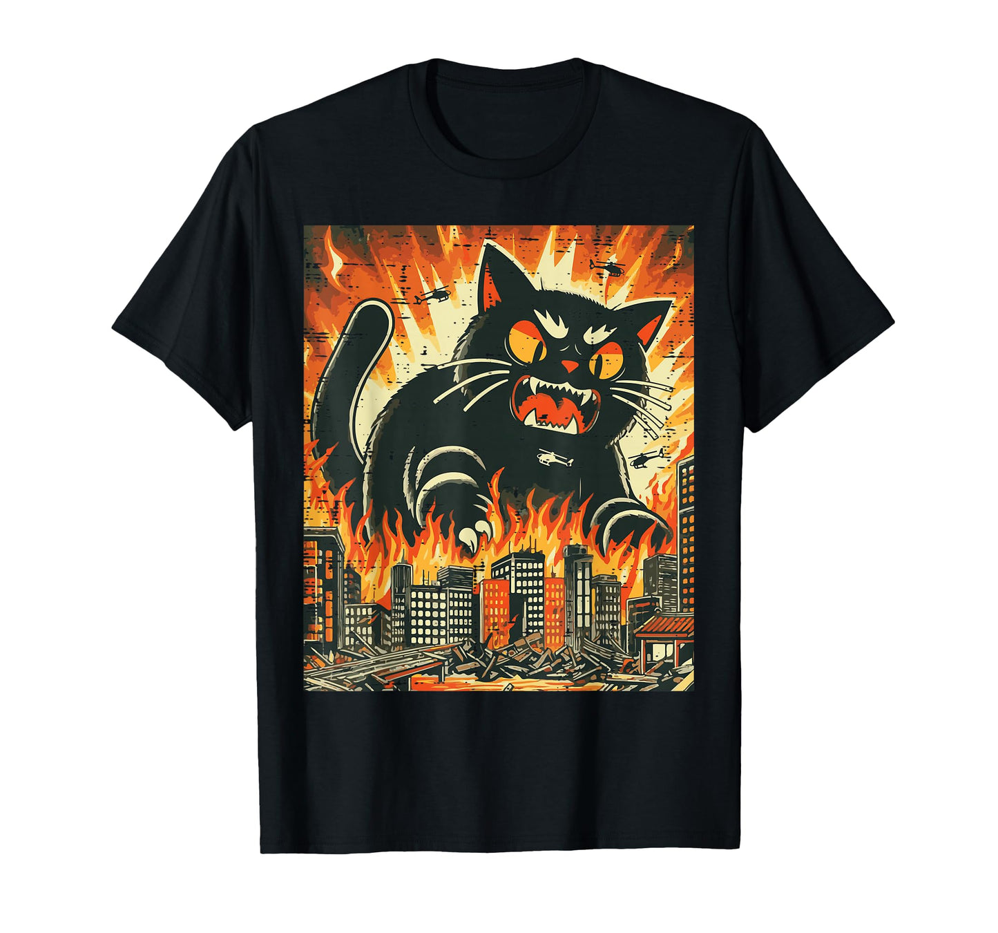 Japanese Cat Monster Funny Catzilla Pet Women Girls Kids Men T-Shirt