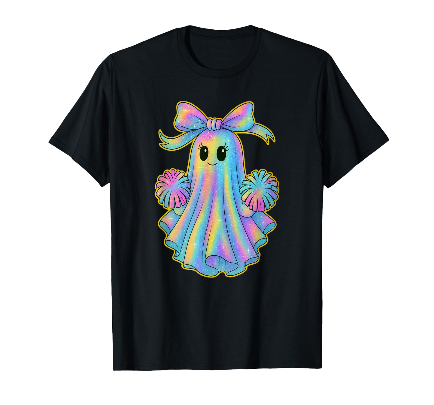 Cute Cheerleader Ghost Lover Pastel Halloween Coquette Bow T-Shirt
