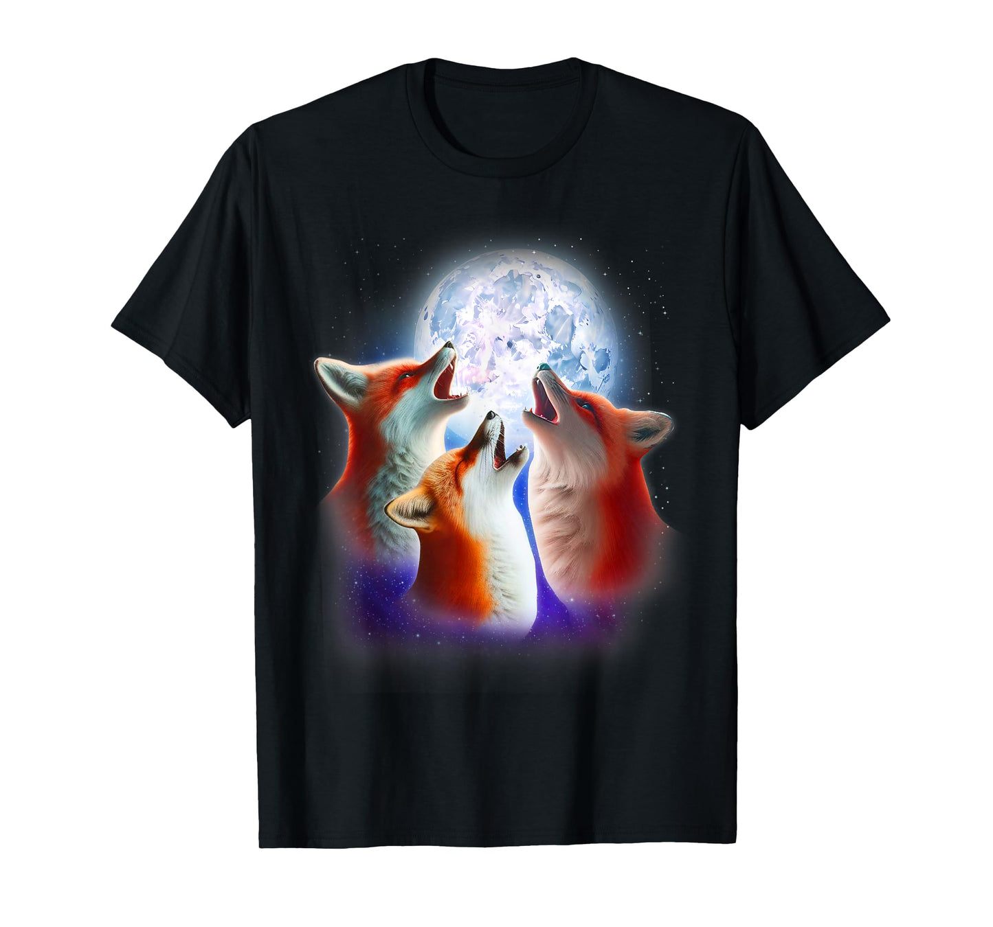 3 Red Foxes Howling At The Moon Shirt Funny Fox Animal Lover T-Shirt