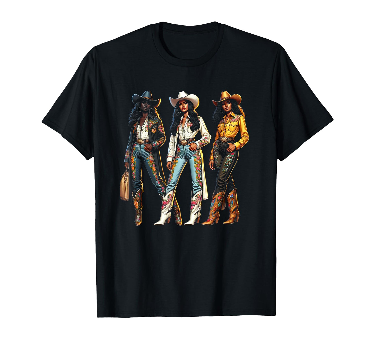 Black Cowgirl Western Rodeo Melanin Black History Texas T-Shirt