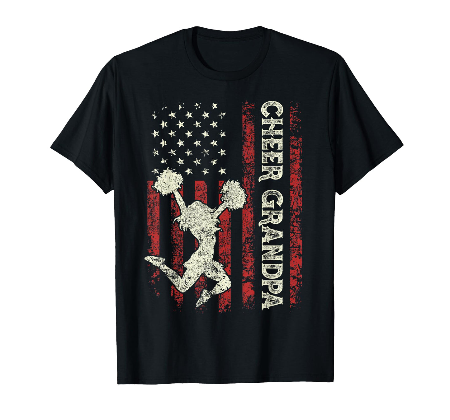 Cheer Grandpa US Flag Dad Patriotic Cheerleader Fathers Day T-Shirt